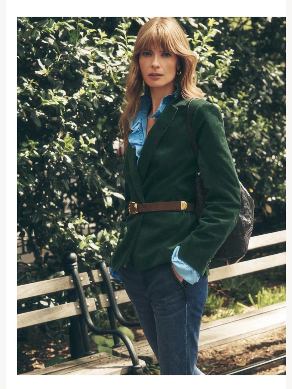 Ann Taylor Petite Hutton Forest Green Corduroy Tailored Blazer - Picture 6 of 7